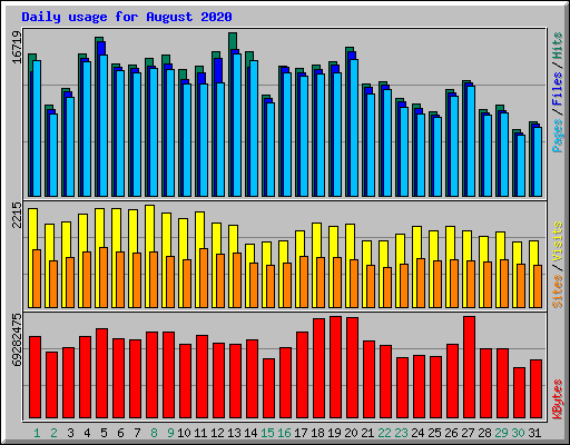 Daily usage for August 2020