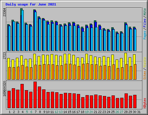 Daily usage for June 2021